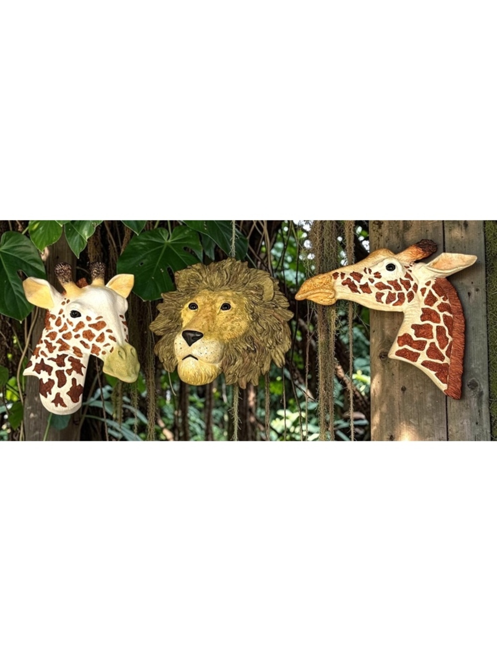 Home Interiors Lion Giraffe Safari Wall Decor Set 3 Jungle Nursery 2003 Resin